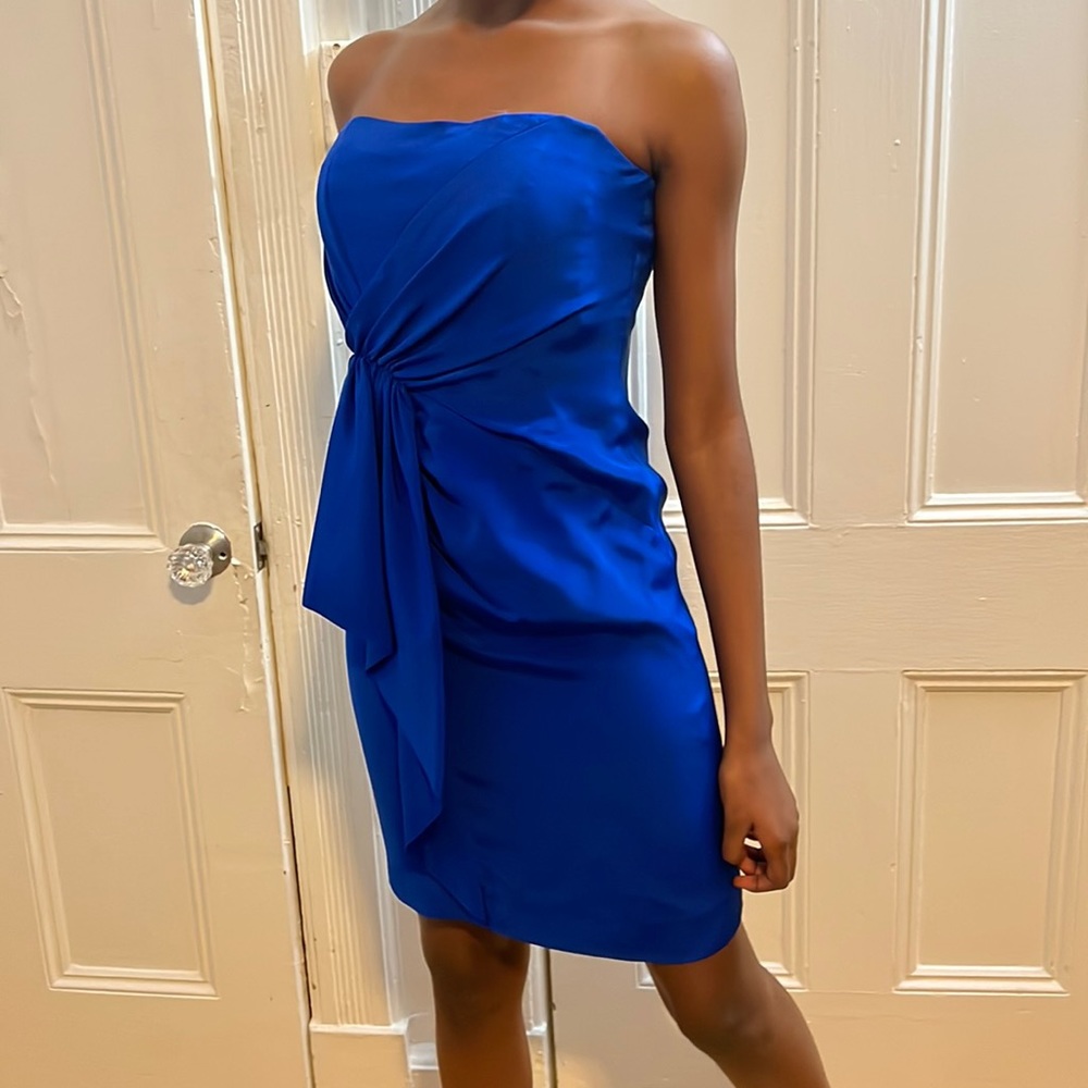 Nicole Miller Strapless Cocktail Dress Royal Blue Size 2